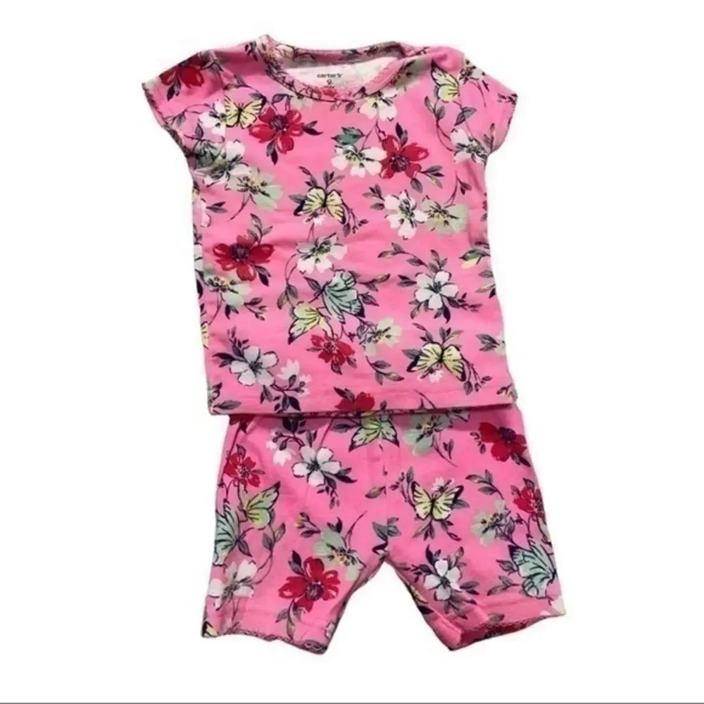 Carter’s 2 Piece Pajama Set Short Sleeve Top and Shorts Size 6 Months tropical